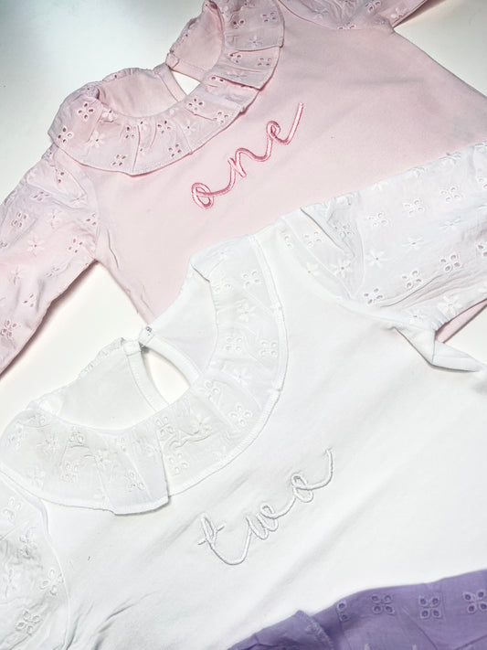 Frilled Anglaise Birthday Age Long Sleeved Tops