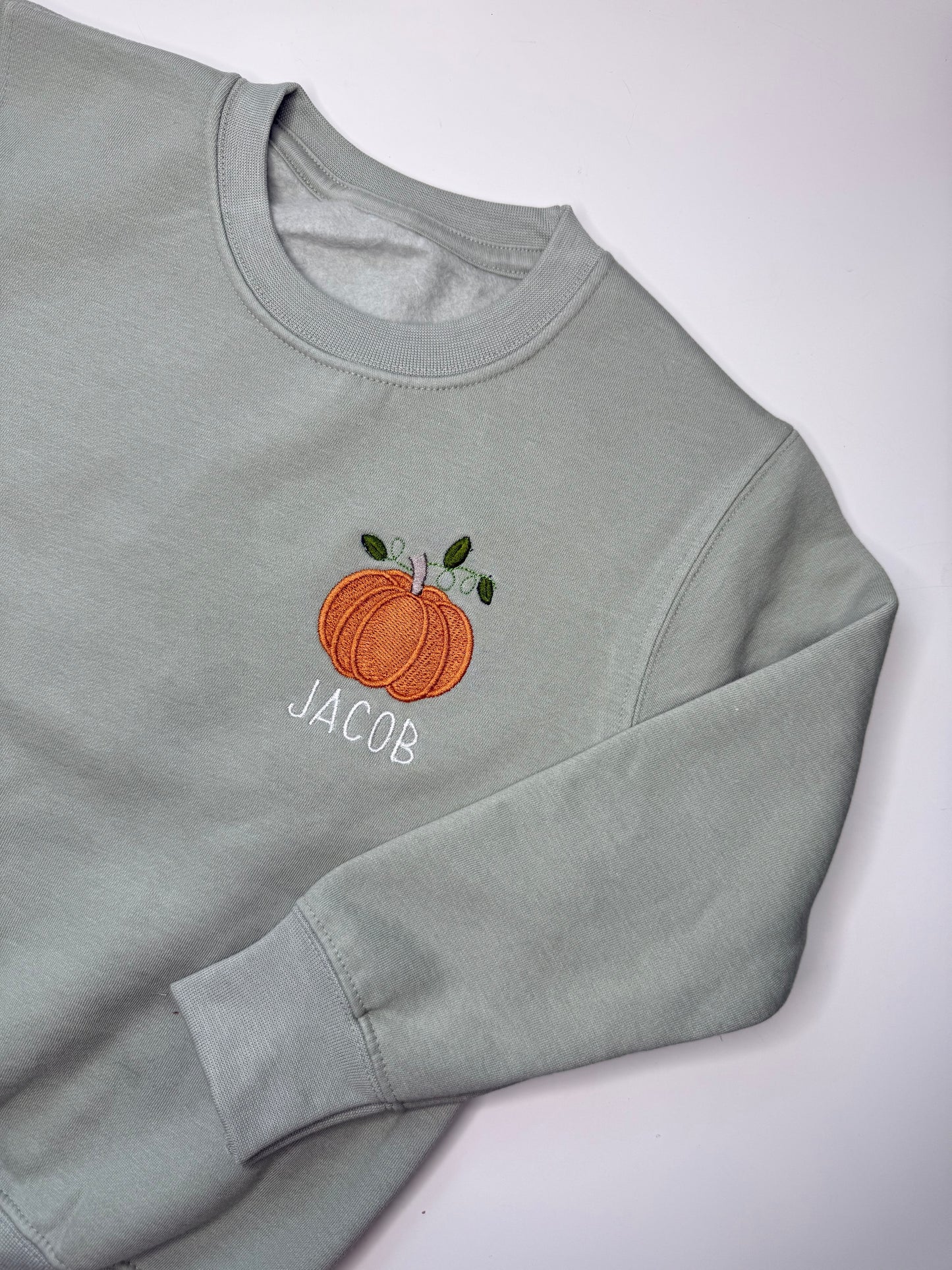 Sage Green Pumpkin Personalised Sweatshirt
