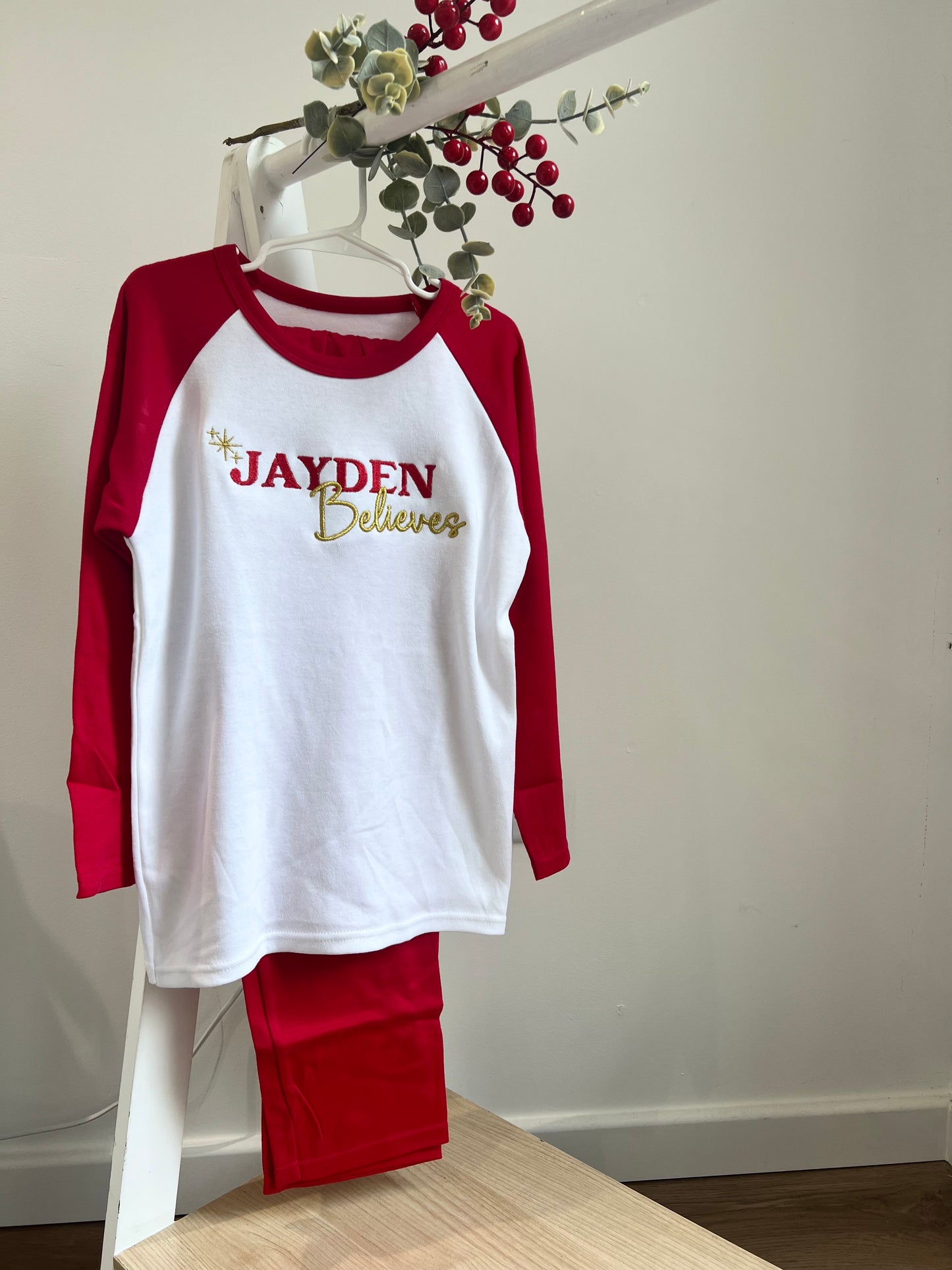 Personalised Red Believes Christmas Pyjamas