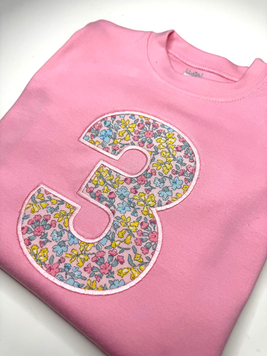 Pink Floral Birthday Number T-Shirt
