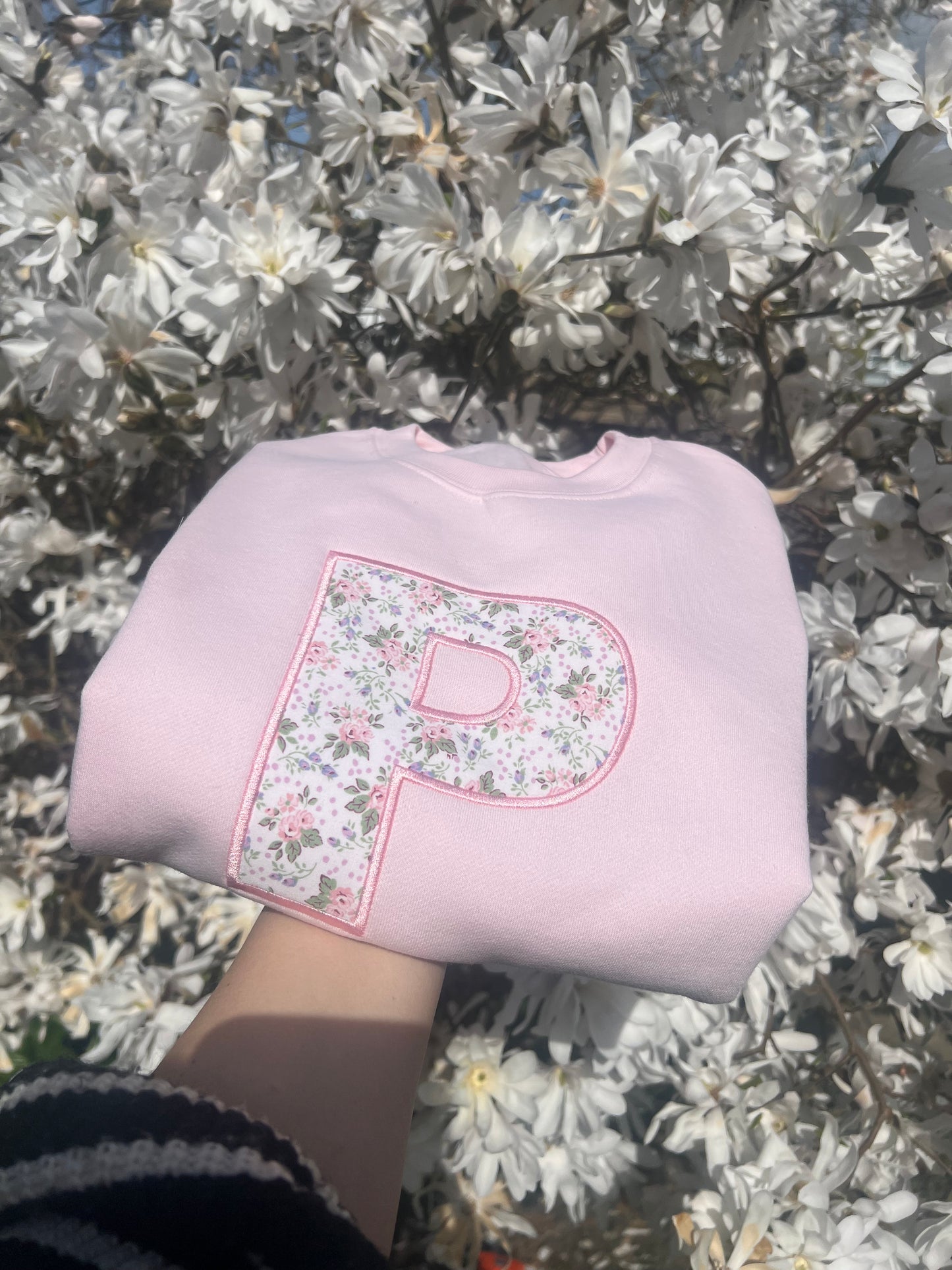 Floral Initial Sweatshirt In Pink Or Lilac