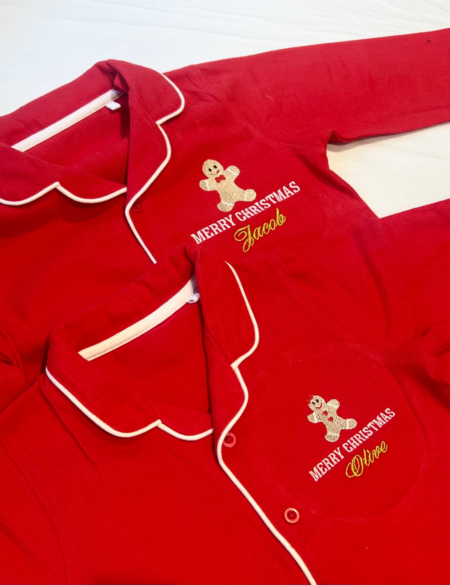 Personalised Red Classic Gingerbread Man Christmas Pyjamas