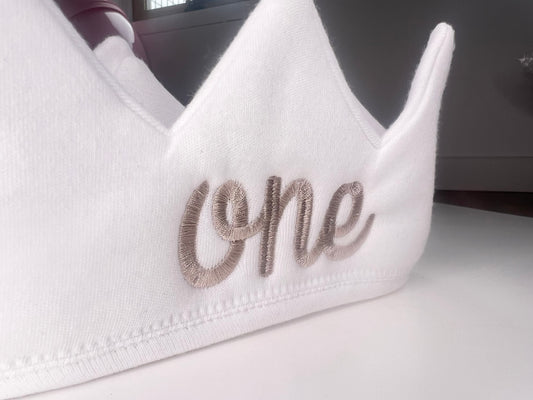 First Birthday Embroidered Crown
