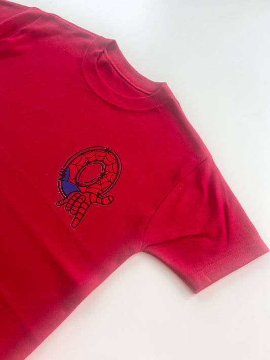 Red Superhero Spider inspired Initial T-Shirt