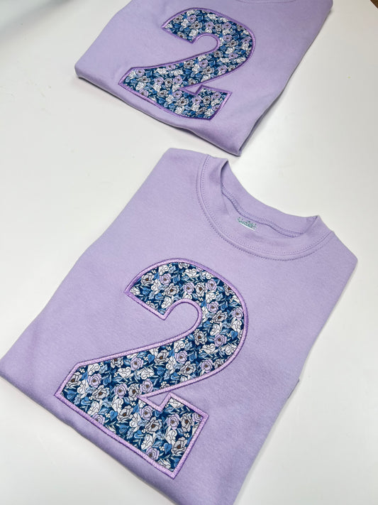 Lilac Floral Number Birthday T-Shirt