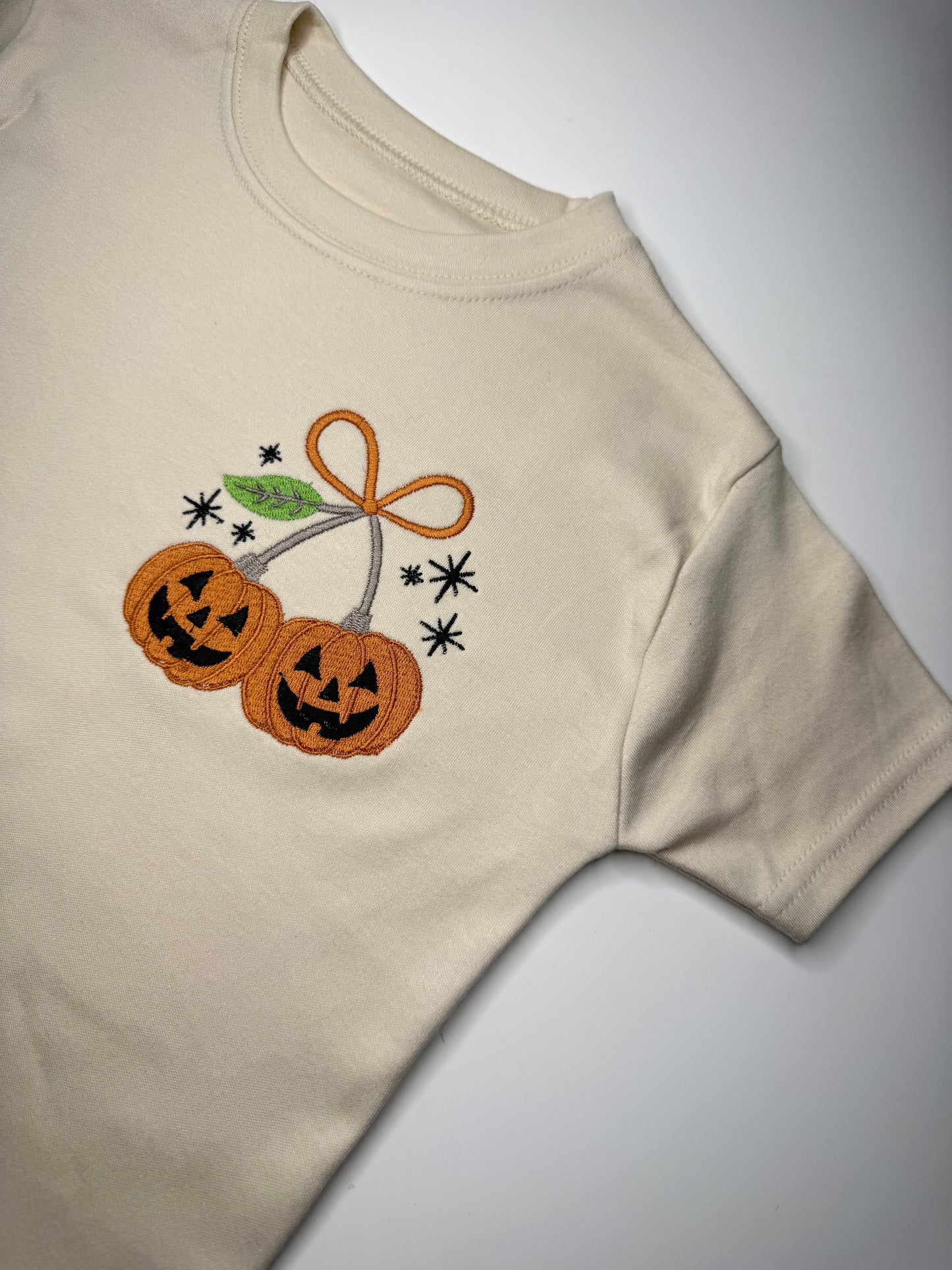 Cream Beige Pumpkin Cherries T-shirt