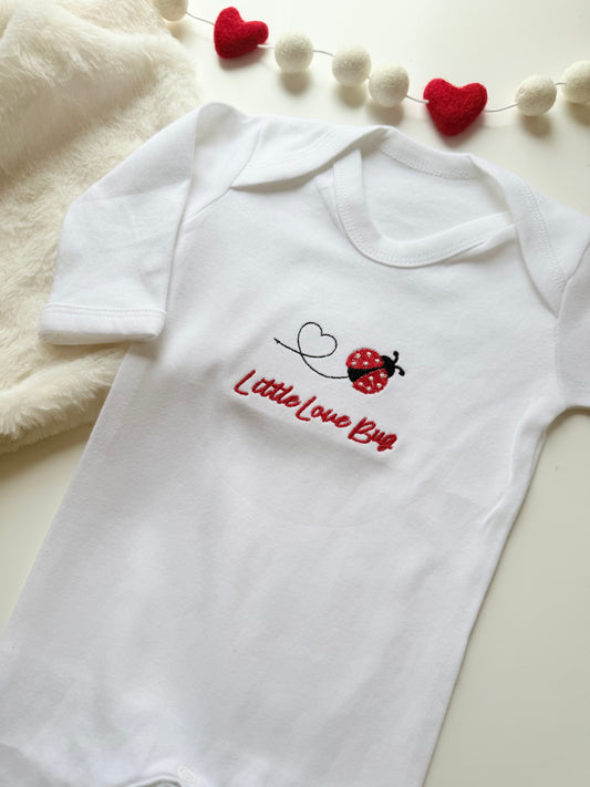 Little Love Bug Valentine White Babygrow