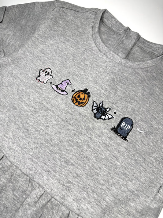 Grey Halloween Theme Embroidered Dress - Limited Edition