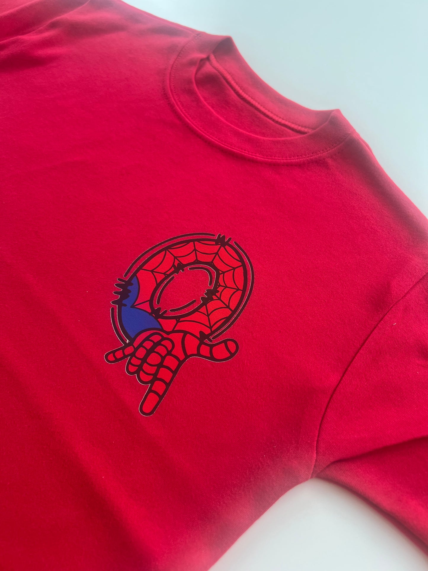 Red Superhero Spider inspired Initial T-Shirt