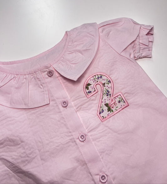 Pastel Frill Number Applique Pyjamas - Pink, Lilac & Beige