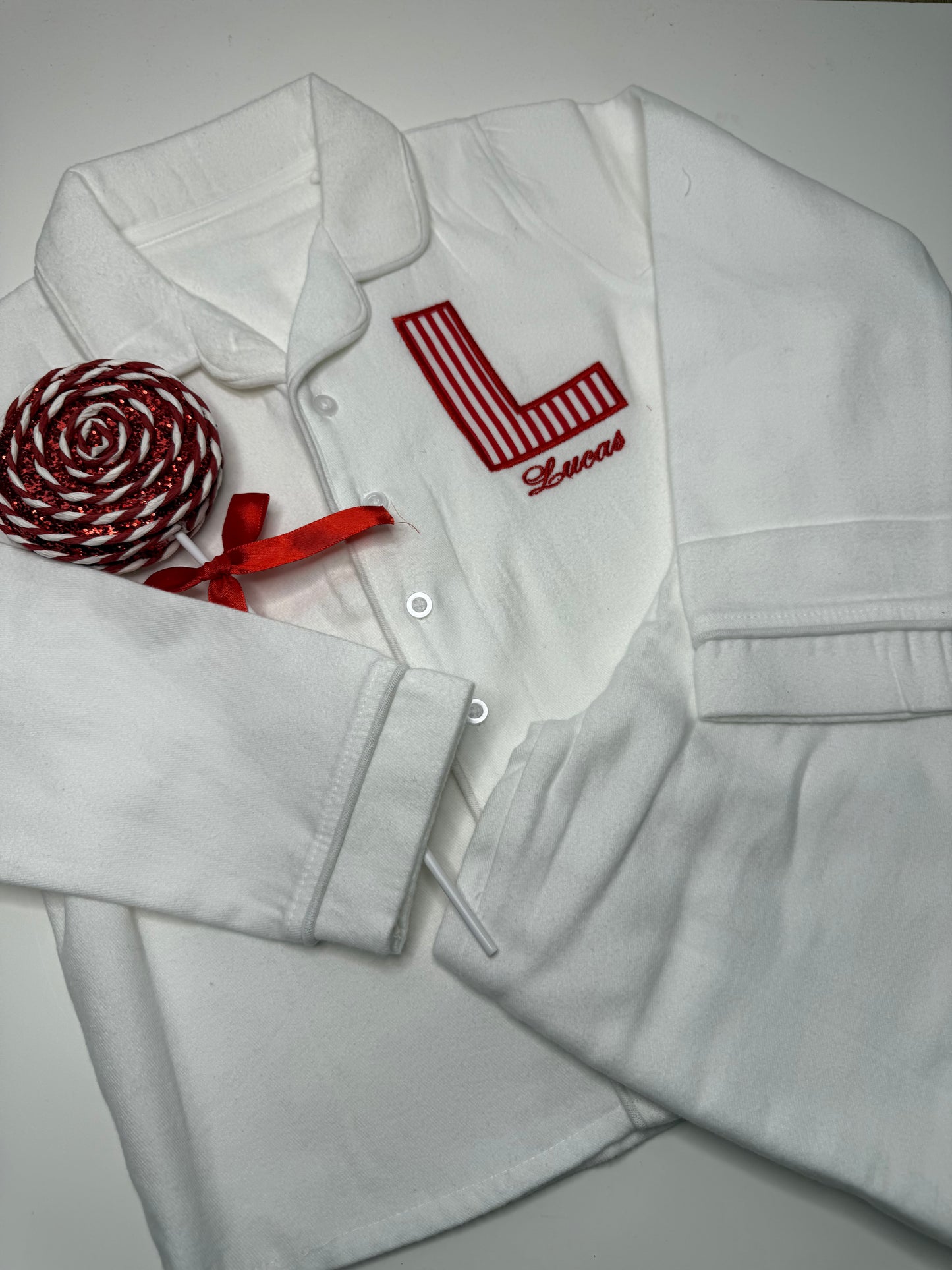 Initial Candy Stripe Classic White Christmas Pyjamas