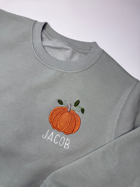 Sage Green Pumpkin Personalised Sweatshirt
