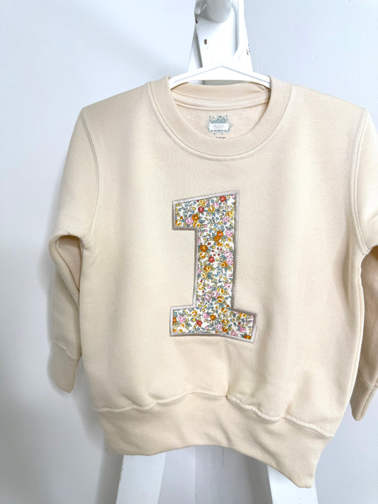 Cream Floral Birthday Number Sweatshirt