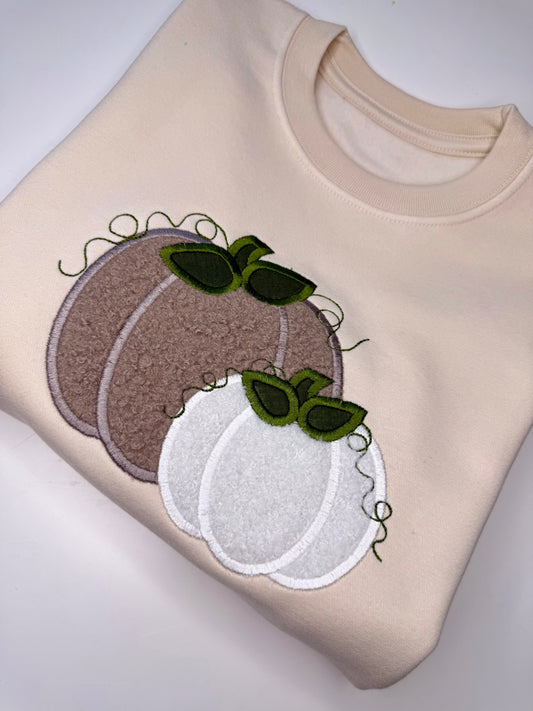 Cream Beige Pumpkin Teddy Bear Fabric sweatshirt
