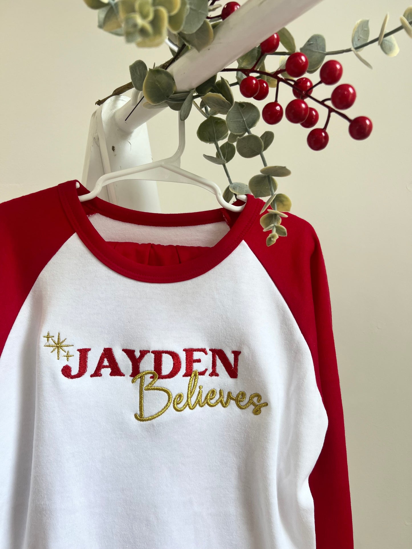 Personalised Red Believes Christmas Pyjamas
