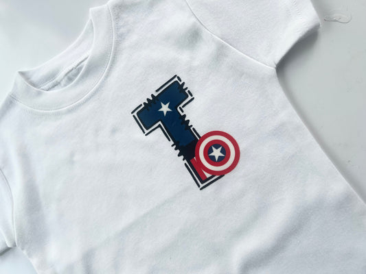 Superhero Captain inspired Initial T-Shirt