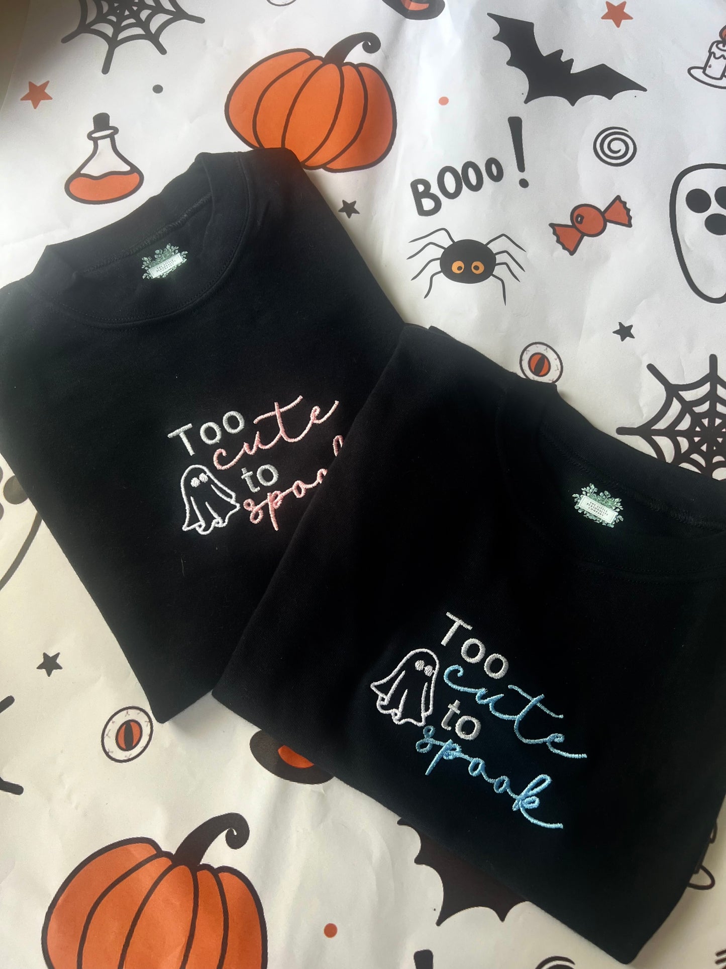 Embroidered Too Cute Too Spook Ghost T-Shirt