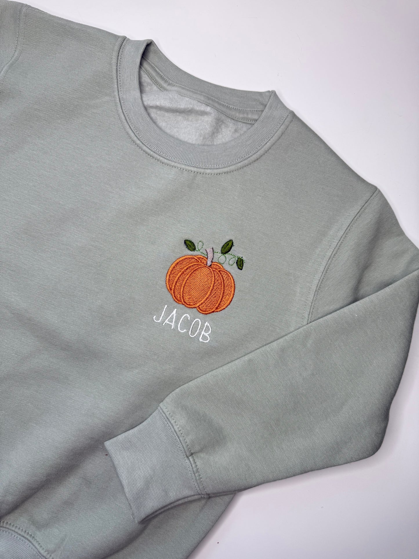 Sage Green Pumpkin Personalised Sweatshirt