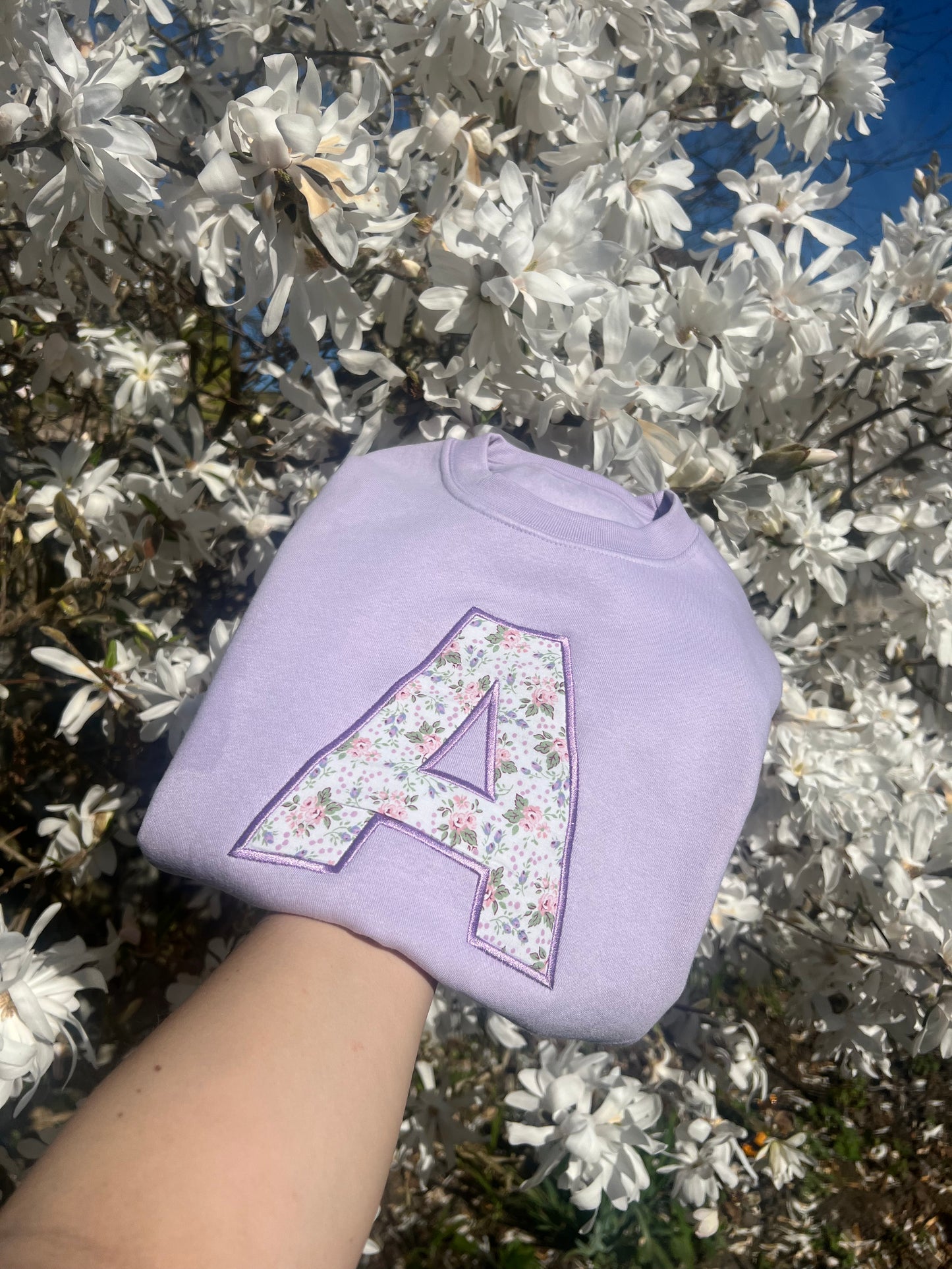 Floral Initial Sweatshirt In Pink Or Lilac