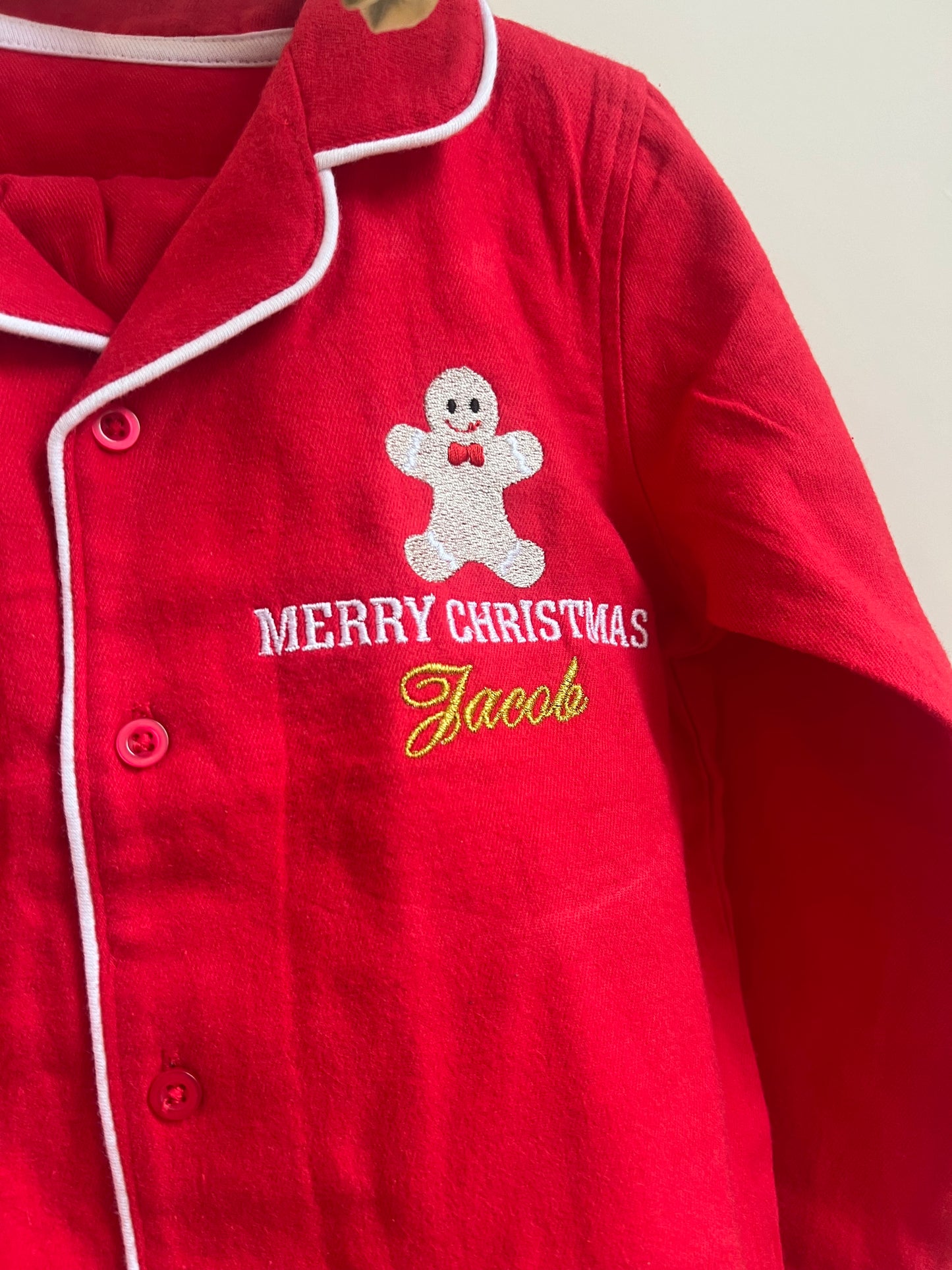 Personalised Red Classic Gingerbread Man Christmas Pyjamas