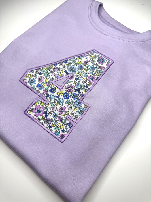 Lilac Floral Birthday Number T-Shirt