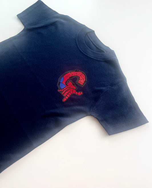 Navy Superhero Spider inspired Initial T-Shirt