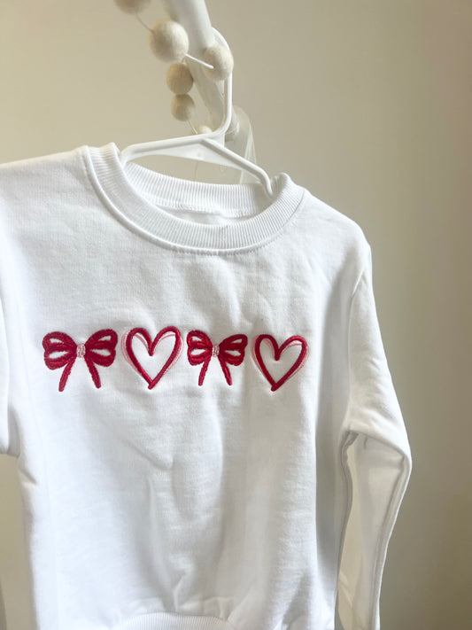 Valentines Bow & Heart Sweatshirt