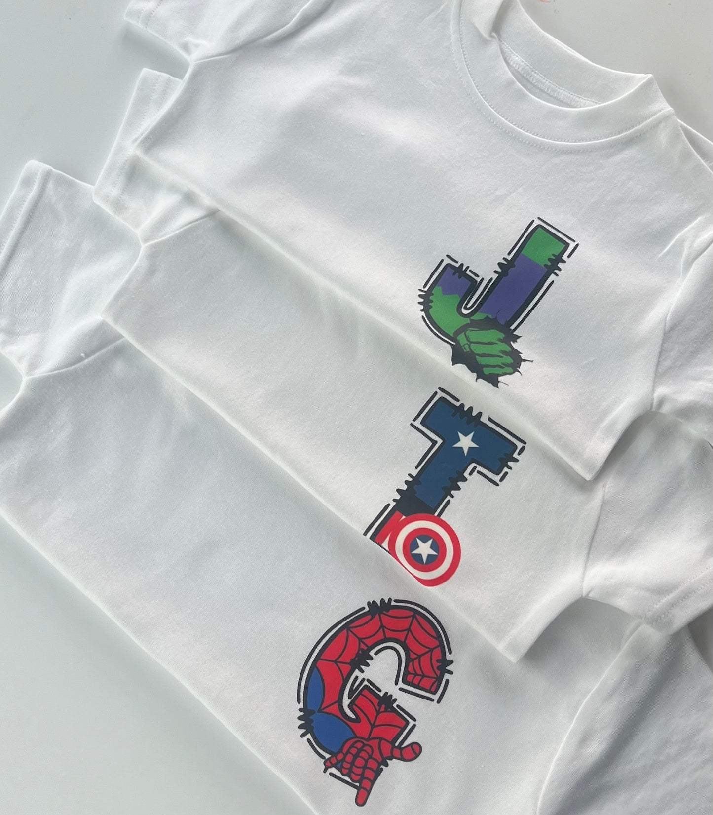 White Superhero Spider inspired Initial T-Shirt