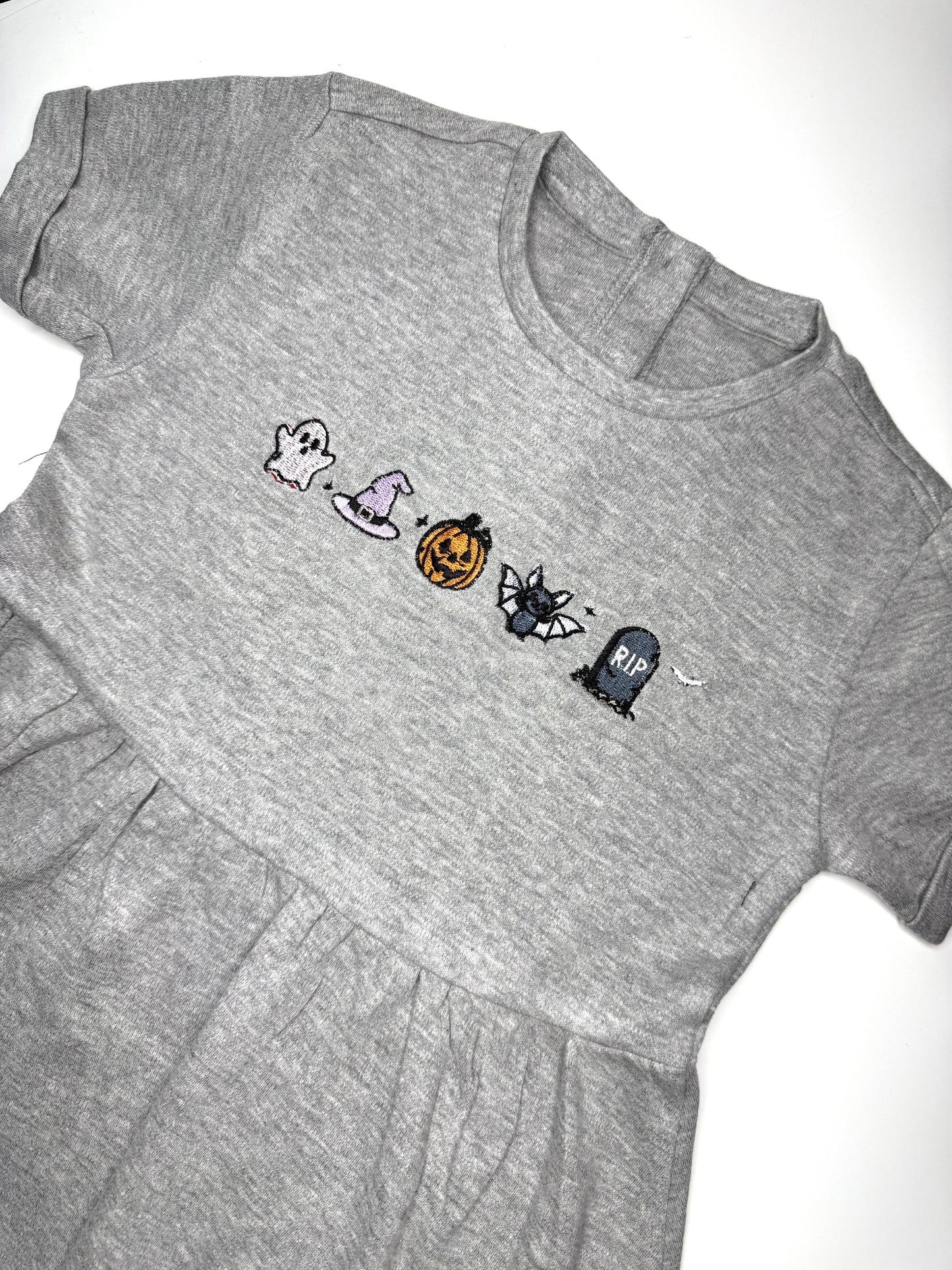 Grey Halloween Theme Embroidered Dress - Limited Edition