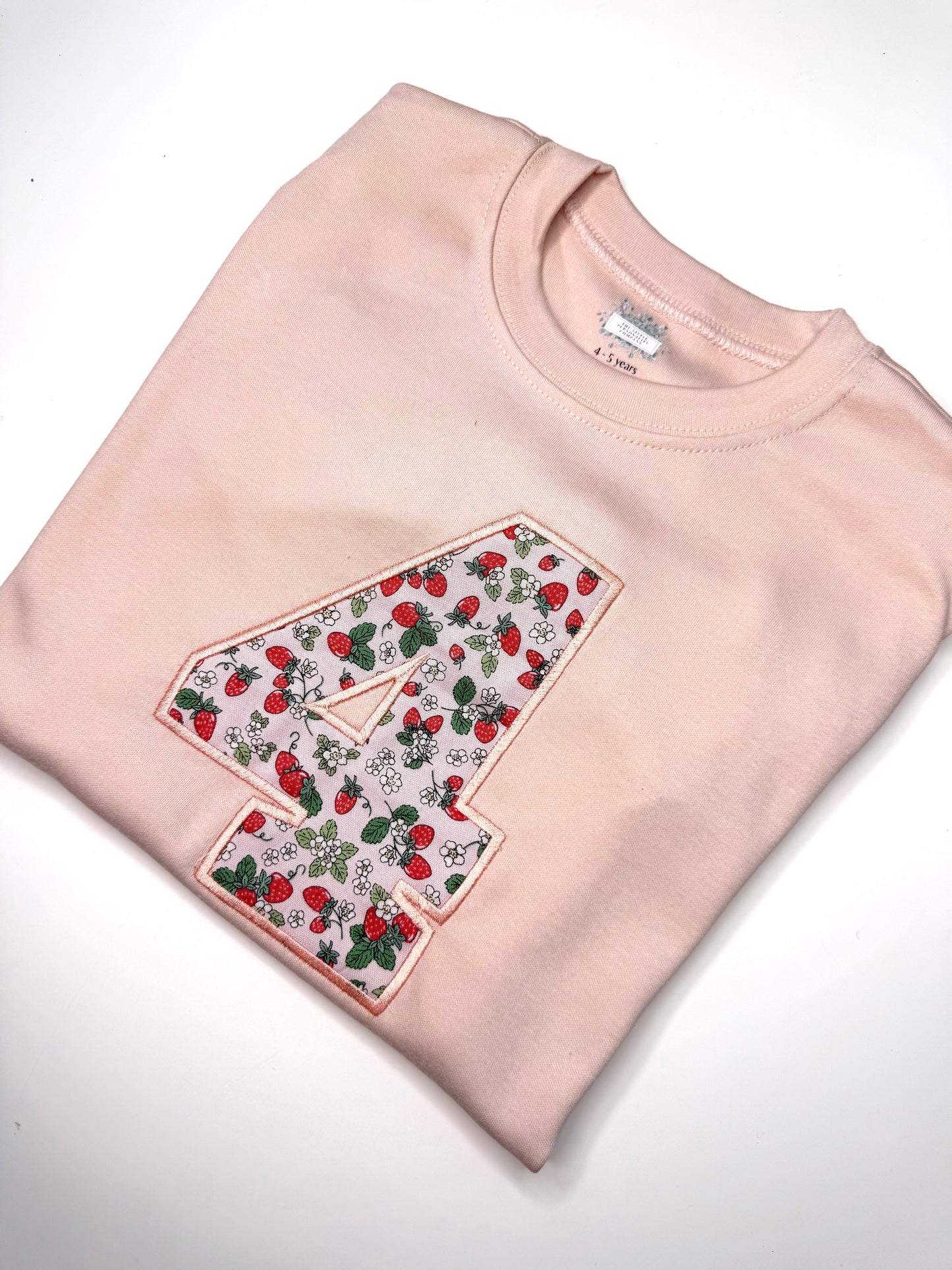 Dusty Pink Strawberry Birthday Number T-Shirt