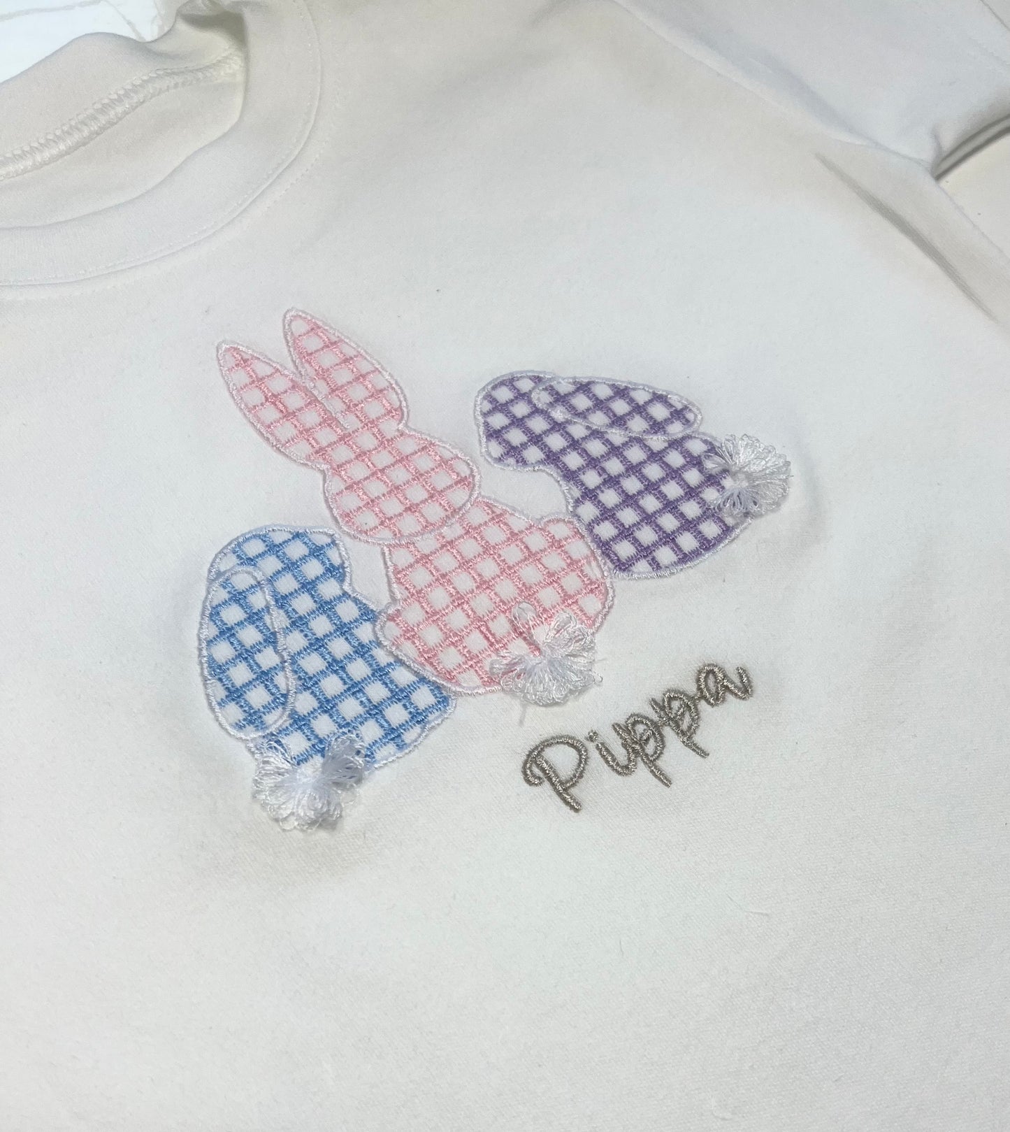 Pastel Gingham Fluffy Bunny Tail T-shirt