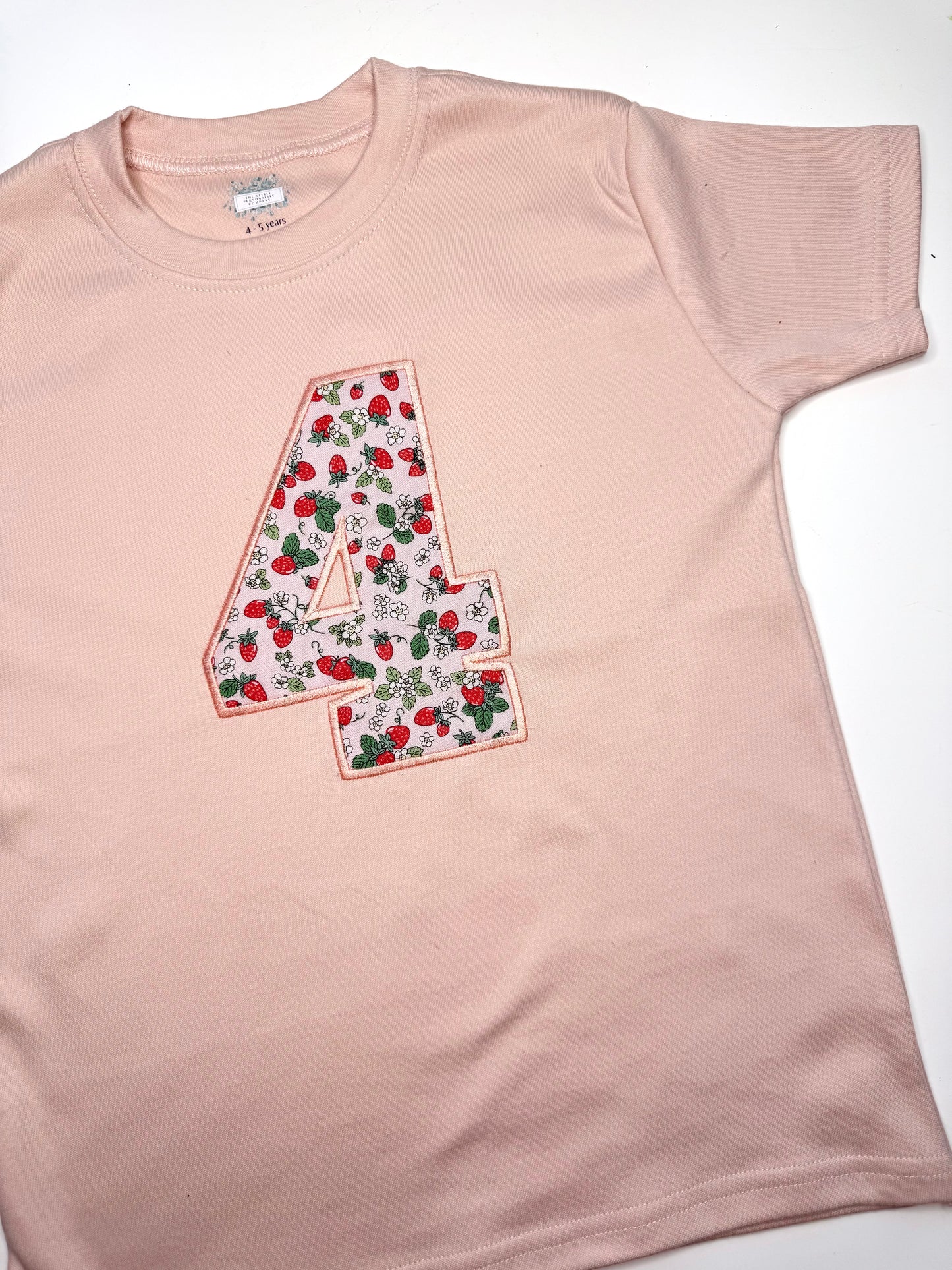 Dusty Pink Strawberry Birthday Number T-Shirt