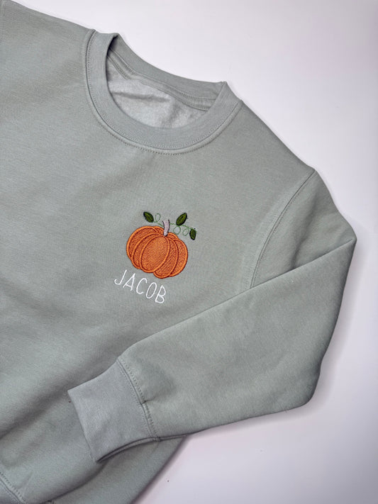 Sage Green Pumpkin Personalised Sweatshirt