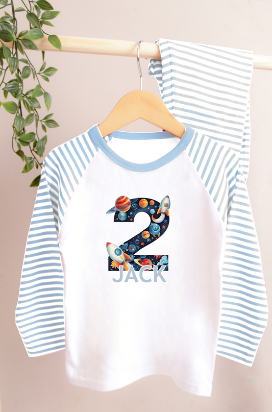 Personalised When I Wake up Blue Space Number Theme Pyjamas