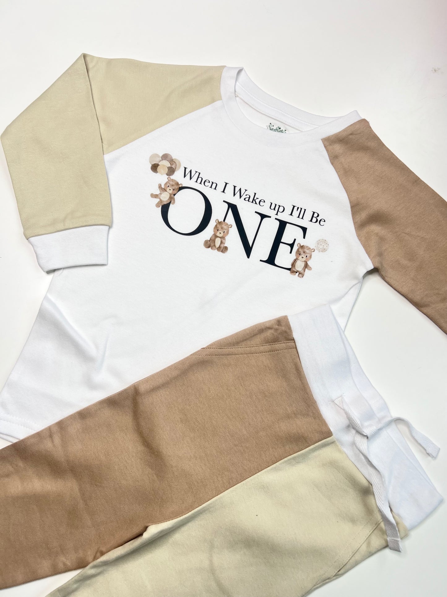 First Birthday Bear Contrast Loungewear set