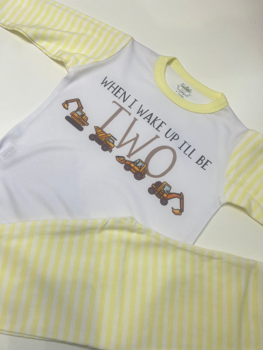 Two Diggers Yellow Striped Loungewear Set 2nd Birthday