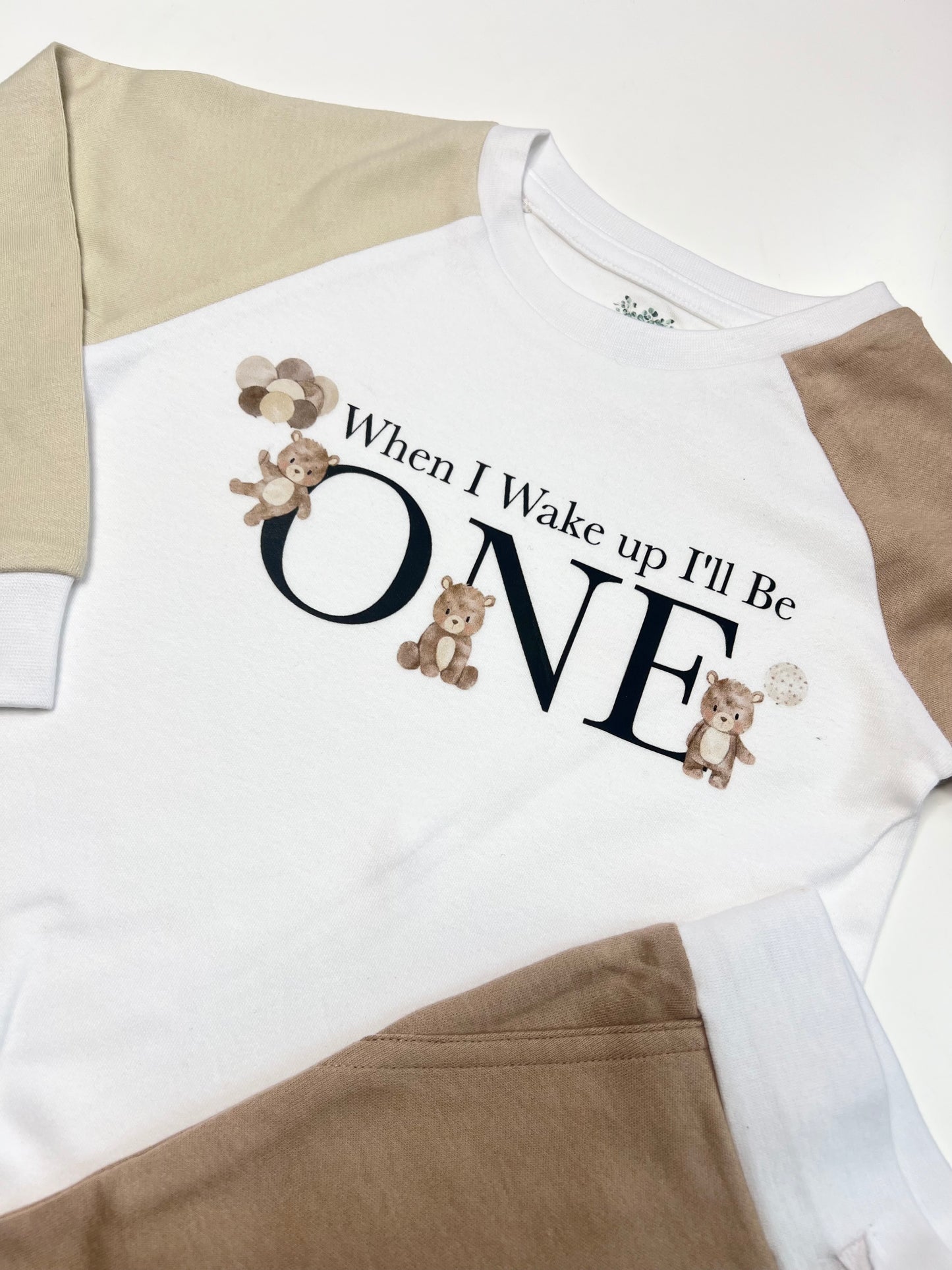 First Birthday Bear Contrast Loungewear set