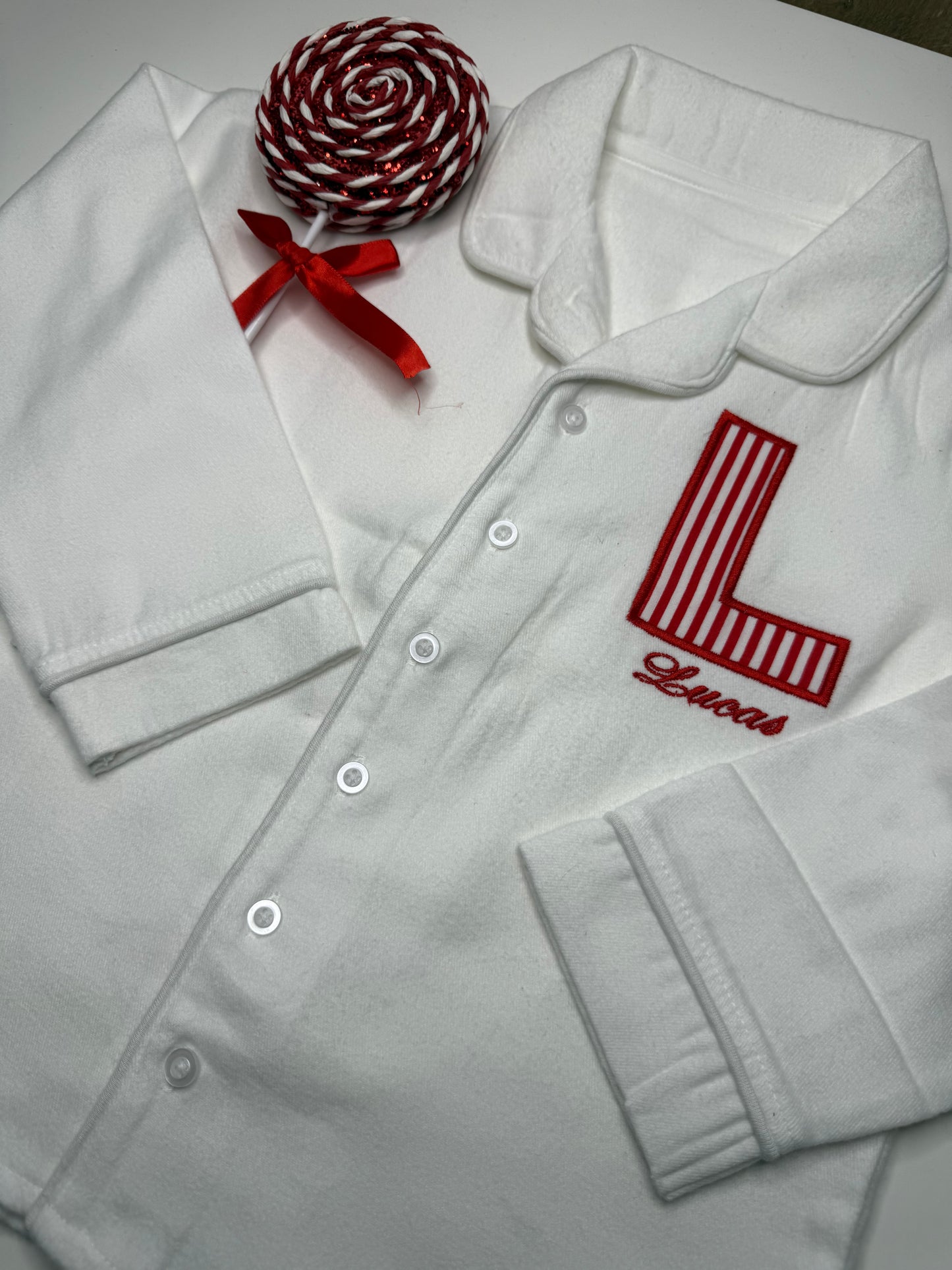 Initial Candy Stripe Classic White Christmas Pyjamas