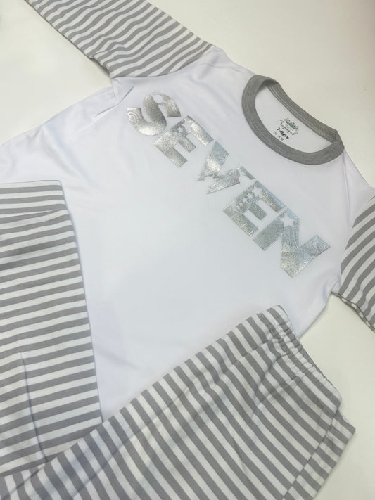 Space Themed Seven Striped Loungewear Set 7th Birthday