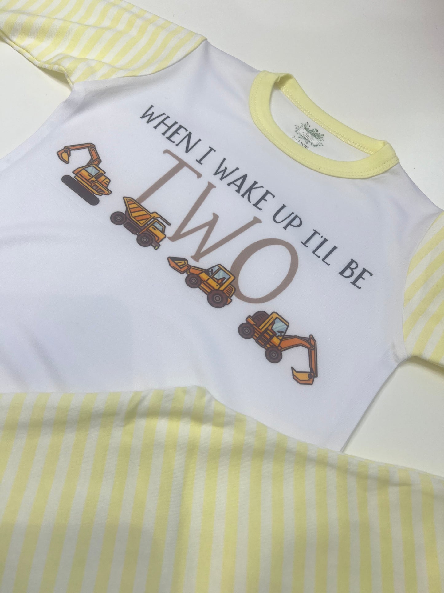 Two Diggers Yellow Striped Loungewear Set 2nd Birthday