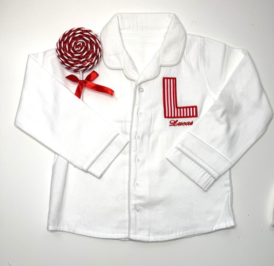 Initial Candy Stripe Classic White Christmas Pyjamas
