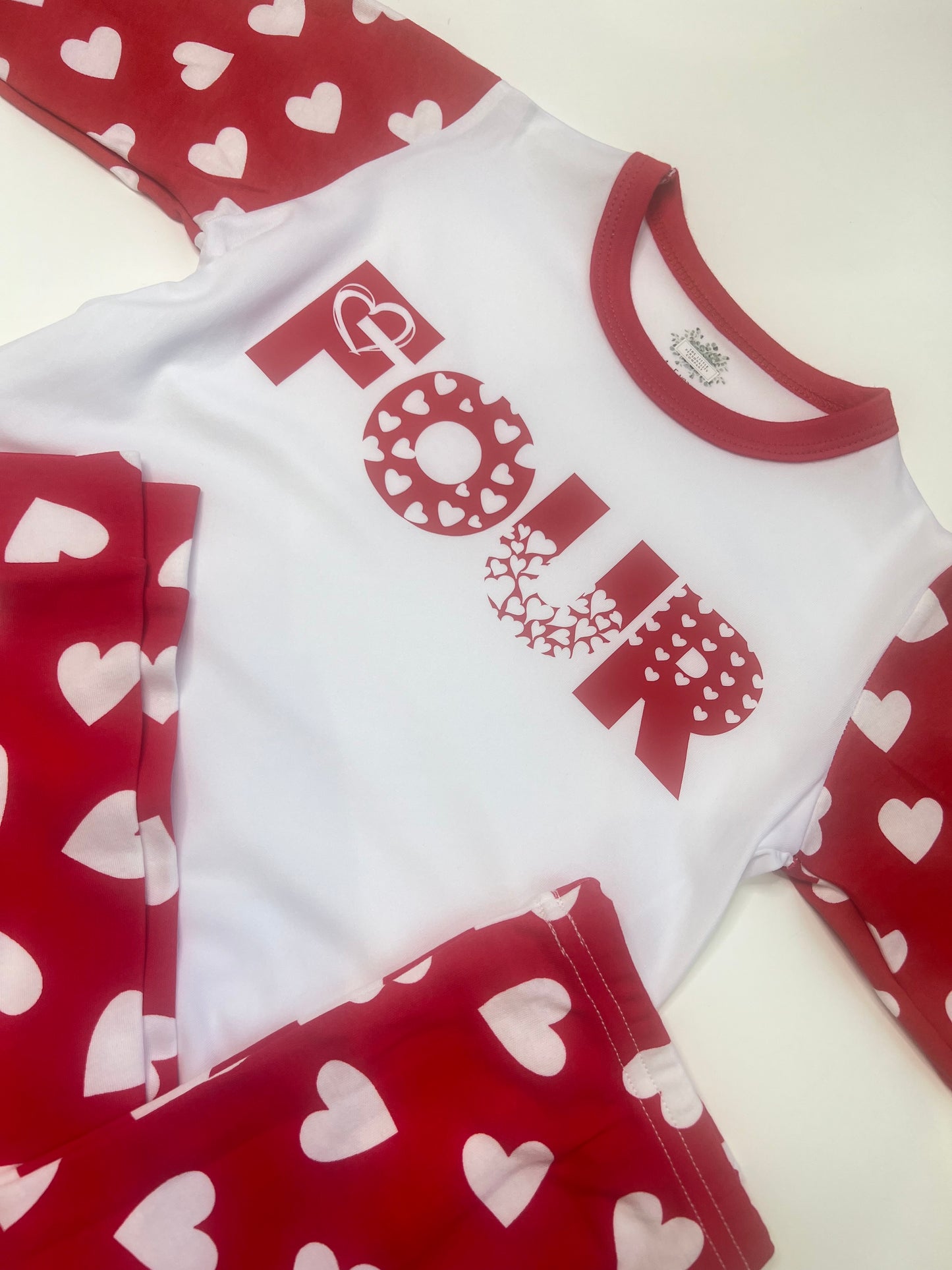 Heart Themed Four Red Heart Loungewear Set 4th Birthday