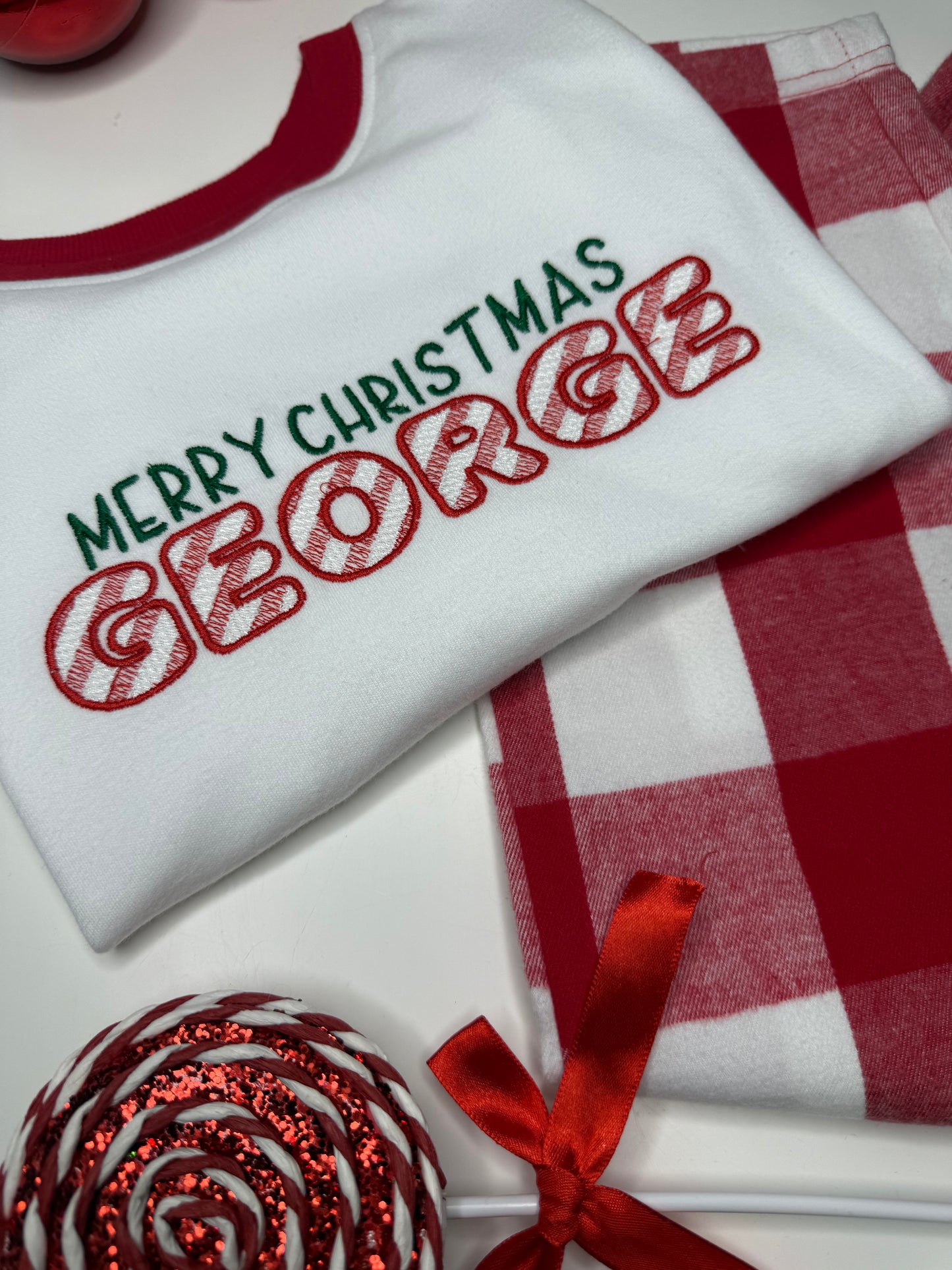 Personalised Merry Christmas Fleece Christmas Pyjamas