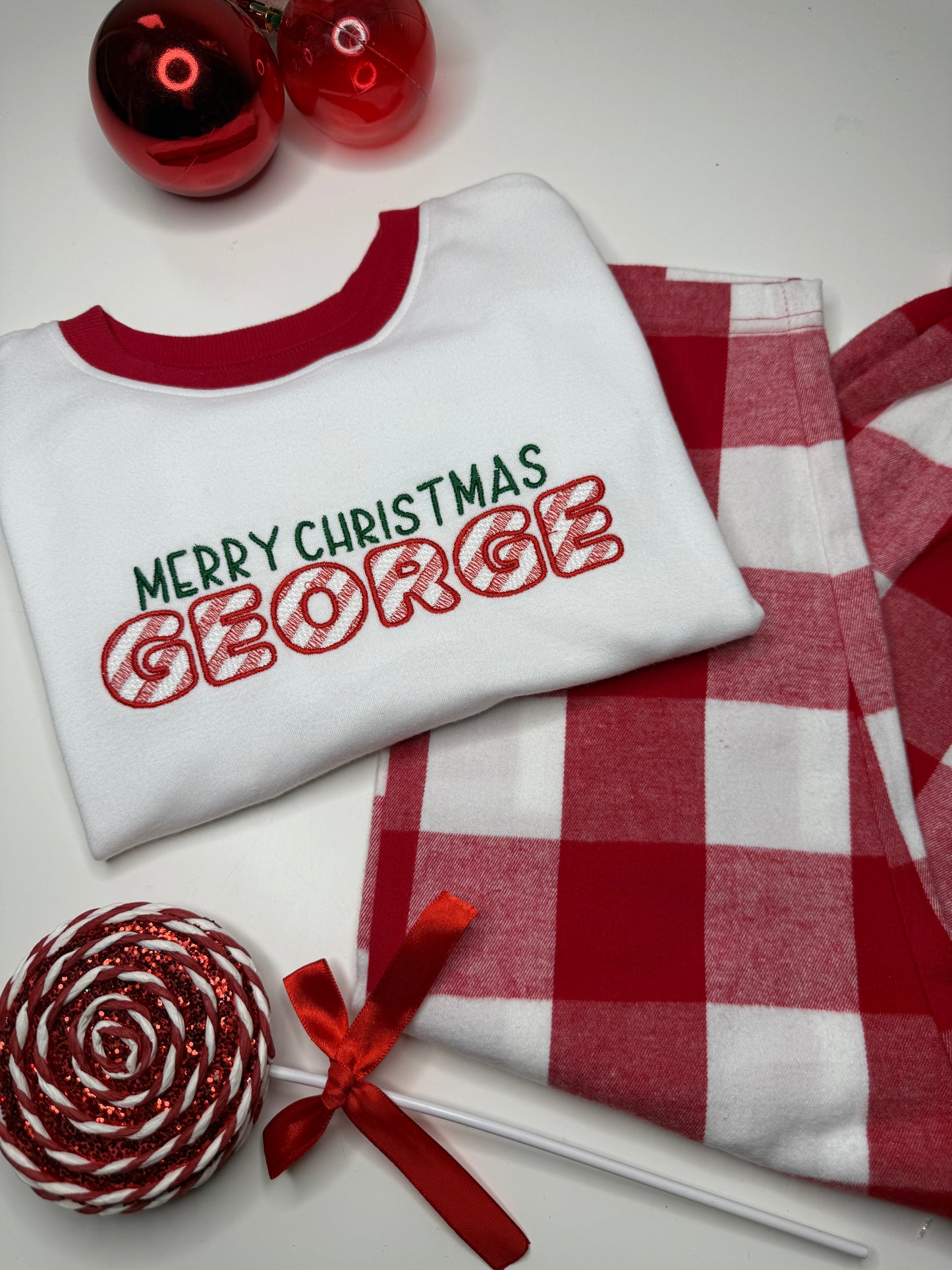 Personalised Merry Christmas Fleece Christmas Pyjamas