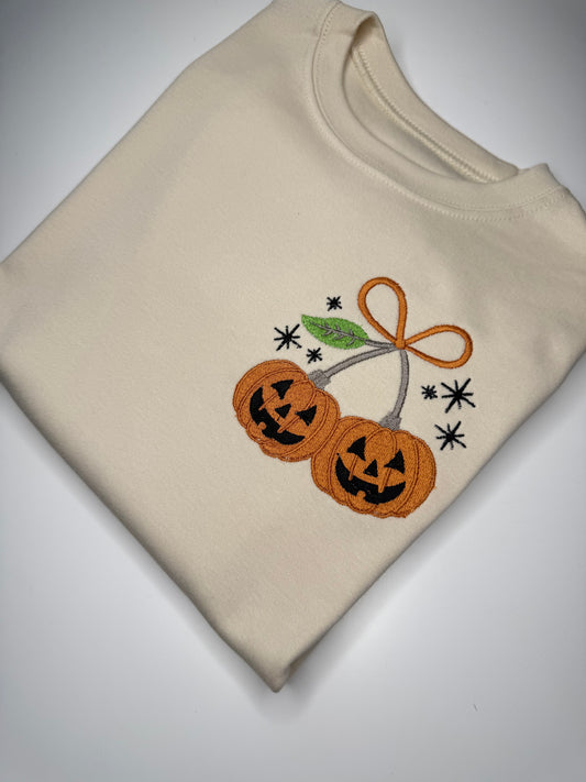 Cream Beige Pumpkin Cherries T-shirt