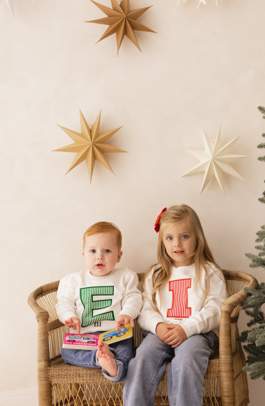 Personalised Christmas Candy Stripe Initial White Sweatshirt