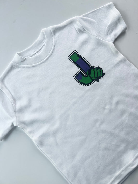 Superhero Hulk inspired Initial T-Shirt