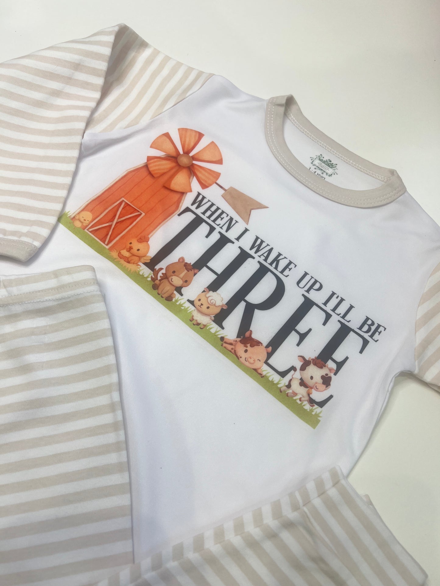 Three Farm Beige Striped Loungewear Set 3rd Birthday