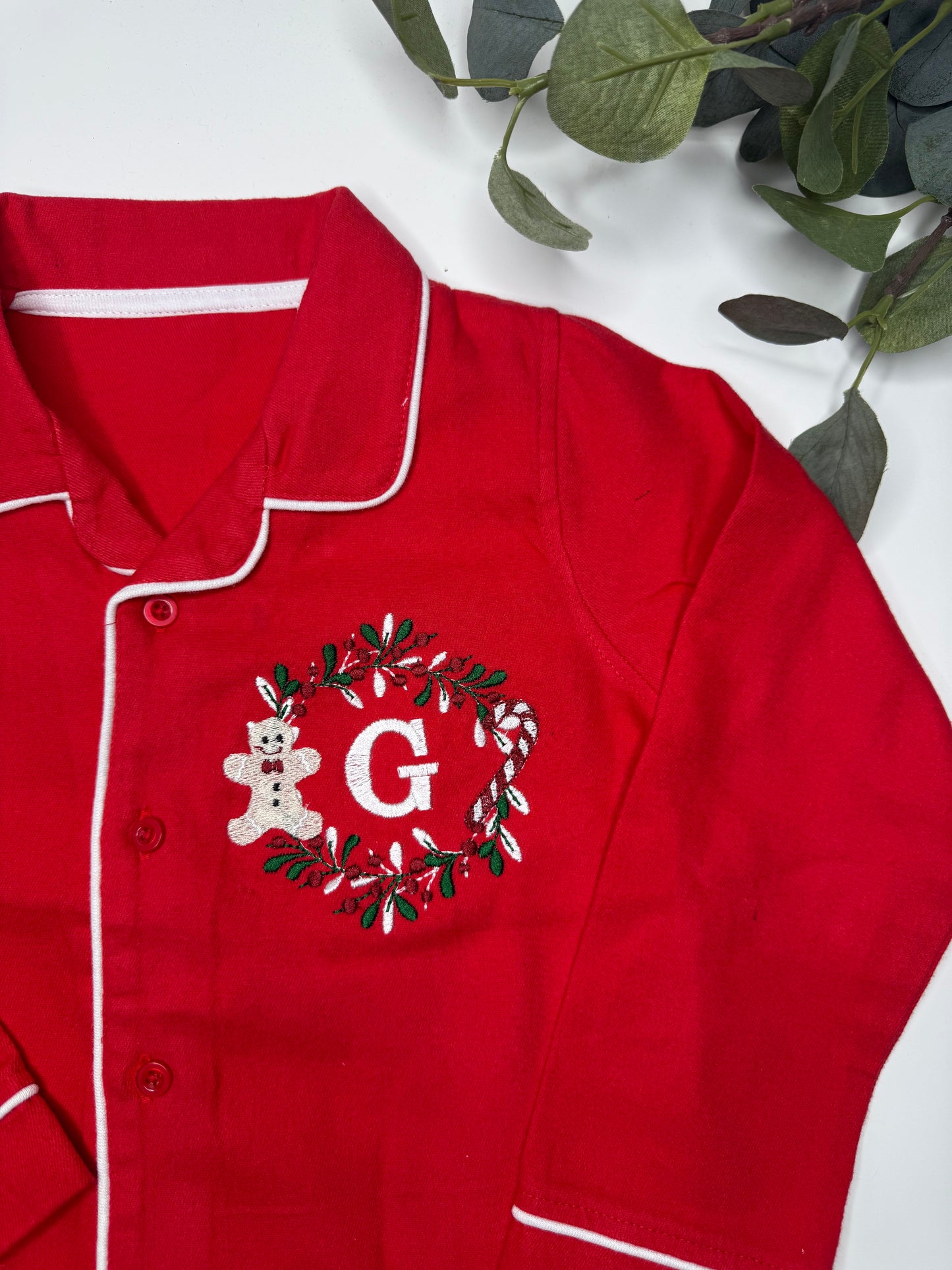 Initial Gingerbread Candy Cane Classic Christmas Pyjamas