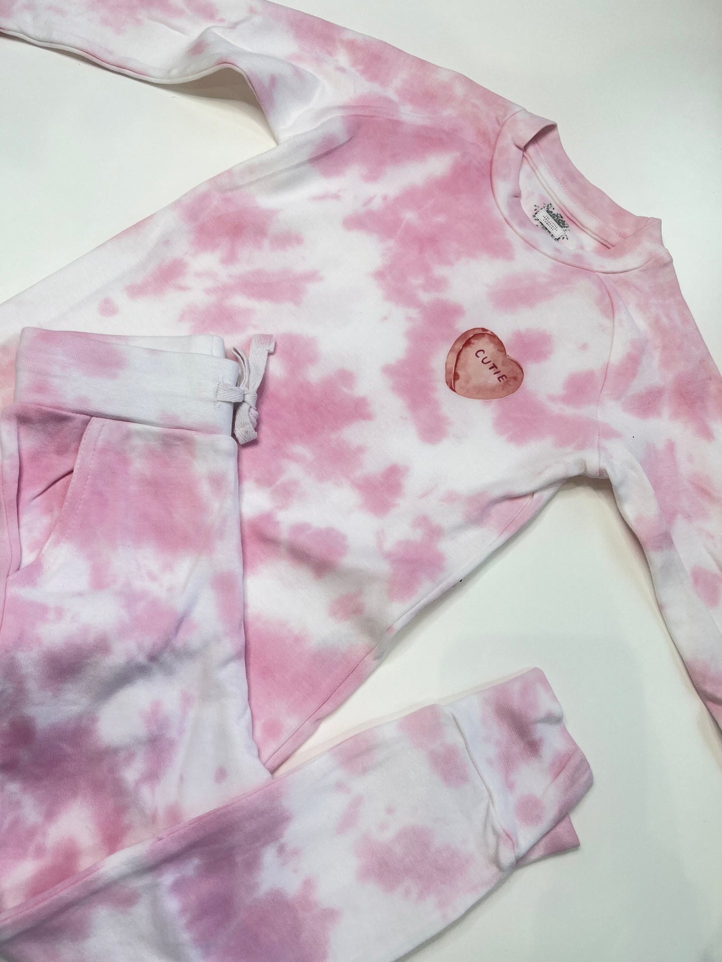 Cute Heart Pink Tie Dye Loungewear Set